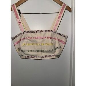 Anthropologie‎ Embroidered Word Print Crop Top – Size 10, NWT, Multicolor